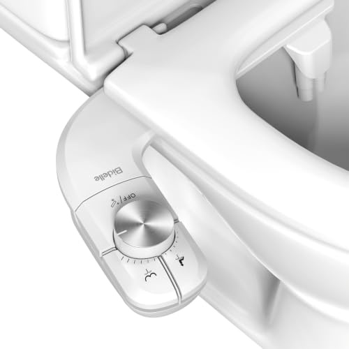 Non-Electric Bidet Attachment, Self-Clean Dual Nozzles, Adjustable Pressure | Ultra Slim Intuitive One-Touch, Retractable Nozzle Structure, Cold Water Rear & Feminine Washing Modes, Stainless Steel Iniet