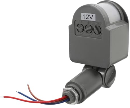 Hoement LED Infrarot Bewegungsmelder 12V PIR Sensor mit Laststeuerung Drehbar Einstellbare Verzögerungszeit Dämmerungsschalter für Außen Sicherheitsbeleuchtung