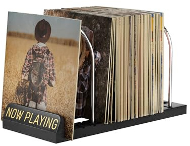 BS-VOG Now Playing Vinyl Record Holder Storage Fits 50 LPs, Gift Package