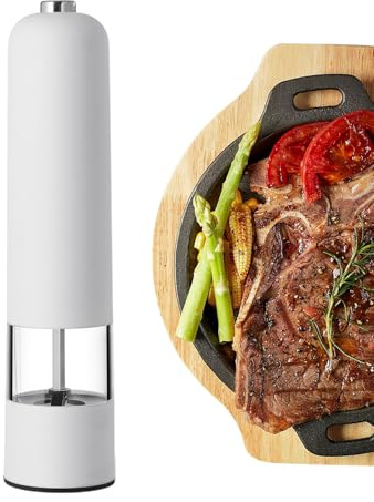 Molinillo de pimienta eléctrico - Batería eléctrica de molino de sal, Molinillo de especias automático de cerámica, de cocina de operación con una sola mano | Molinill de cerámica con luz L