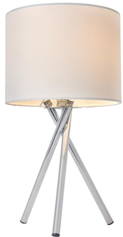 LITECRAFT Orla Tripod Bedside Table Lamp with Drum Shade - (Ivory)