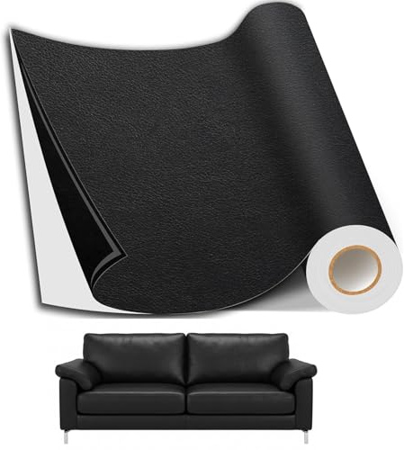 ZJXKJGS Parche de Cuero, 60 x 137cm, Parches Polipiel, Parches para Sofa Polipiel, Cuero Adhesivo, para Reparación y Renovación de Muebles, Sofás, Asientos de Coche, Cabeceras y Bolsos (Negro)