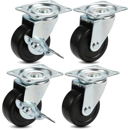 4x ruedas de carga con freno hasta 200 kg de capacidad - Rueda giratoria de 50 mm, ruedas de transporte - Ruedas con frenos - Ruedas para muebles (4x ruedas giratorias ∅5 cm)