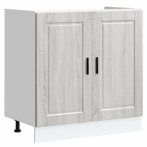 Genérico Mueble bajo Fregadero Porto Gris Sonoma Madera diseñada,Mobiliario,Armarios y Almacenamiento,Armarios de Cocina,853933