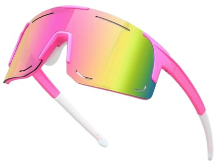 Gyios Occhiali da Sole Leggeri per Sport all'Aria Aperta - Polarizzati Avvolgenti Uv400 Ciclismo Pesca Sci Guida tonalità alla Moda Uomini E Donne-Rosa