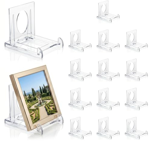 Liravonte 15 Pcs Acrylic Display Stand, Adjustable Acrylic Easel for Plates & Photos, Clear Plastic Card Display Stand, Mini Premium Trading Card Stand for Phones, Books and Place Cards