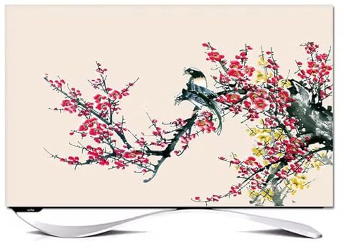 GPDNBIEU, 32-80 Inch Painting Stretchable Curved TV Screen Protector Slipcover with Rear Opening Design(Flower2,40-43inch)