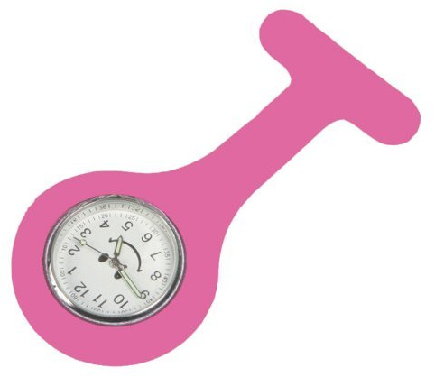 Tiga-Med Schwesternuhren - 09-6000 - Silikonuhr Smiley rosa pink - mit Nadel