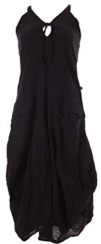 Vishes - Alternative Bekleidung - Lagenlook Ballonkleid mit verstellbaren Trägern schwarz 38-40