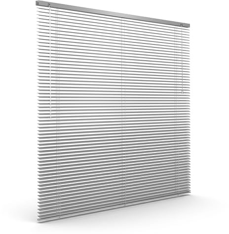 Victoria M. Store vénitien en Aluminium 25 mm pour fenêtres et Portes, sans pré-perçage, Clips de Serrage Inclus, 125 x 130 cm, Argent