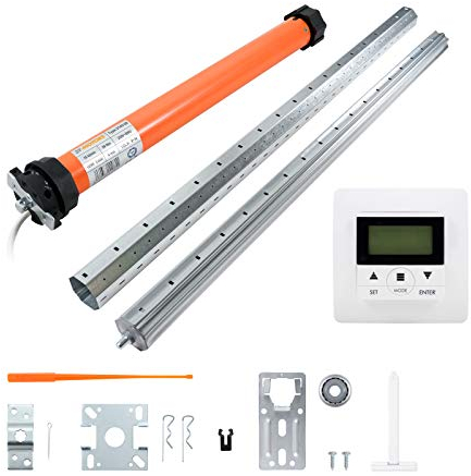 3T-MOTORS Rollladenmotor Komplettset mit Zeitschaltuhr, SW60 Welle 1,90 m, 3T45-20 (Zugkraft 20 Nm/40 kg) mit mechanischen Endschaltern, einfache Montage mit Zubehör, Rollladenantrieb