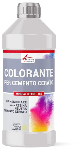 Colorante Cemento Cerato Tonalità Minerali 250 ml Crema Avorio | Pigmento Liquido Miscibile nella Resina, Colori Coprenti, Alta Resistenza UV, per Cemento Cerato - Arcane Industries