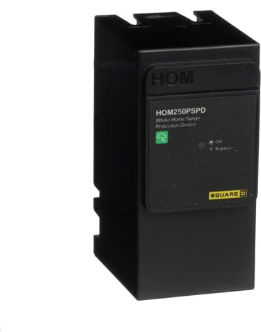 Square D - HOM250PSPD Homeline Whole House Surge Protection Device, 50kA, 120/240V, 1-Phase, No Wiring, Plug-On Neutral