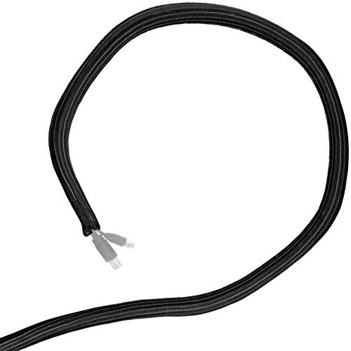Minadax® 5 Meter, 9mm Ø Selbstschließender Profi Kabelschlauch Kabelkanal in schwarz für Flexibles Kabelmanagement