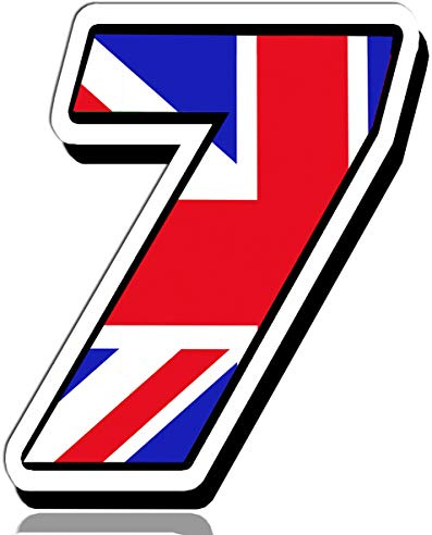 Biomar Labs® 1 x Vinyl UK Flag Sticker Union Jack Great Britain England National Auto Moto Motocross Motosport Start Racing Number 7 Rally Race Car Bike Motorcycle Tuning N 297