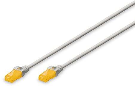 DIGITUS Cable LAN Cat 6A - 2m - Delgado - Cable de red RJ45 - UTP sin apantallar - Compatible con Cat-6 - Gris
