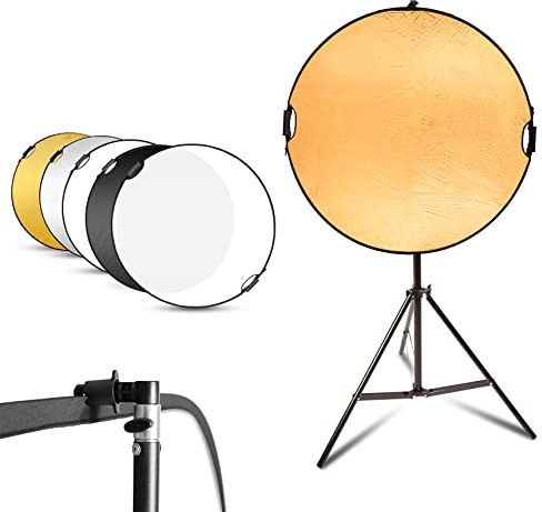 Selens - Riflettore di luce con supporto per fotografia, 5 in 1, pieghevole, 2 m, supporto per luce e riflettore per illuminazione da esterni
