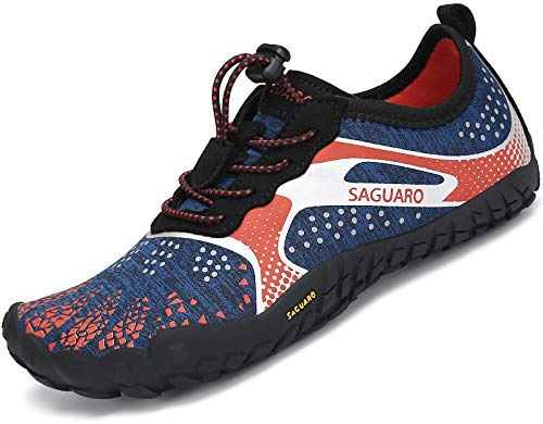 SAGUARO Barfotaskor barfota sneakers flickor andningsbara minimalistiska sneakers, 24–36 EU, Mörkblå, 34 EU