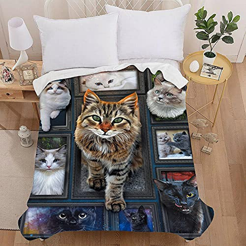 Coperta Plaid in Flanella, Treers 3D Gatto Stampa Coperta Pile, Microfibra Coperta Divano Morbida Trapunta per Bambini/Adulti/Singolo Matrimoniale Letto (130X100cm,Cielo Stellato)
