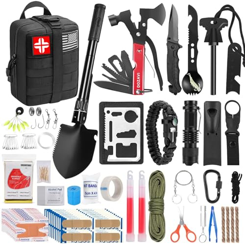 Gift for Men Dad Husband Christmas, Survival Kits, 142 in 1 First Aid Kit, Emergency Kits, Survival Gear and Equipment with Molle Pouch for Camping Hiking Outdoor