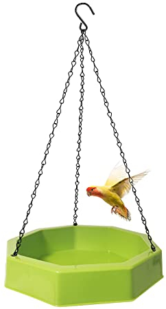 Baignoire Oiseaux Exterieur à Suspendre, Mangeoire Oiseaux et Bains Oiseaux Sauvages 2 en 1, Baignoire Oiseaux avec 6 Abreuvoir Oiseau, Mangeoires pour Oiseaux Sauvages Baignoire Perroquet Accessoires