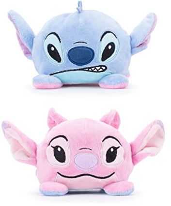 Disney Simba Official Stitch and Angel Reversible Plush Toy for Kids Stitch, Blue, Pink