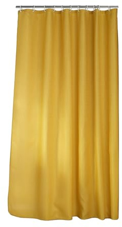 Douceur d'Intérieur, Rideau de Douche avec Crochets (180 x 200 cm) Quartz Ocre, Jacquard Uni