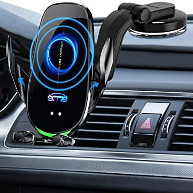Support Telephone Voiture Induction, 15W Qi Chargeur Induction Voiture Qi Chargeur iPhone Voiture Accesoire sans Fil Rapide Automatic Porte Voiture Ventouse pour iPhone Android