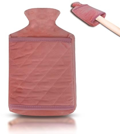 Wärmflasche 2.0L mit Deckel und Kuschelweichem Fellbezug, Kängurutasche - Auslaufsicher, Bettflasche mit weichem Abnehmbarem Bezug, ideal zur Schmerzlinderung