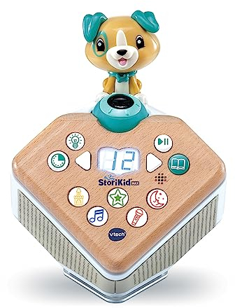 VTech - StoriKid Max, Conteur d'Histoires Interactif Deluxe, Boîte à Histoires et Chansons, Projection Lumineuse et Animée, Veilleuse, Cadeau Enfant de 3 Ans à 8 Ans - Contenu en Français et Anglais