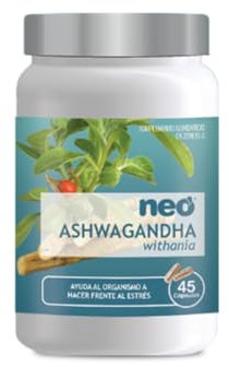 NEO | Ashwagandha | 45 Cápsulas | Bote para 1 Mes | Ayuda a Combatir el Estrés y la Ansiedad | Mayor Energía y Vitalidad | Ayuda a Dormir | Tranquilizante Natural