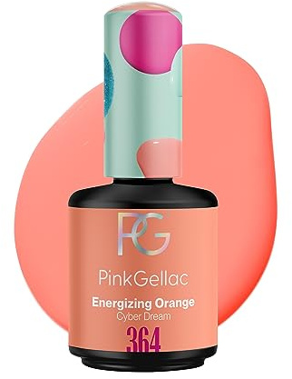 Pink Gellac UV Gel Nagellack - 364 Energizing Orange 15 ml - Lang Anhaltend UV Nagellack Orange - Gel UV für 14 Tage Nägel in Salonqualität - Made in Holland