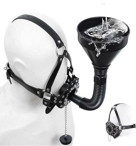 ALMYMM Knebel Mund Bondage Maske mit Trichter,Urinalknebel Sex Mundknebel Ball Gag Urinal-Piss mit Verstellbarem Geschirr,Ballknebel Oralsex SM Sklave Sexspielzeug für Frauen Männer Paare