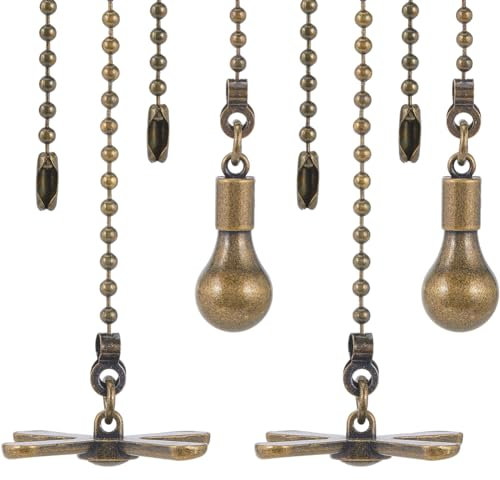 GORGECRAFT 4 pz Catena per Ventilatore da Soffitto Tirare Corda Ornamento Catene di Prolunga con Lampadina Decorativa e Cavo per Ventilatore Pendente per Plafoniera Lampada Prolunga Bronzo Antico