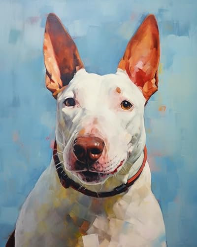 ZMHZMY Malen nach Zahlen Bullterrier-Hund Painting by Numbers Kit DIY ölgemälde Kit für Erwachsene,Anfänger Painting Set 16x20 Zoll Leinwanddruck Wandkunst Dekoration