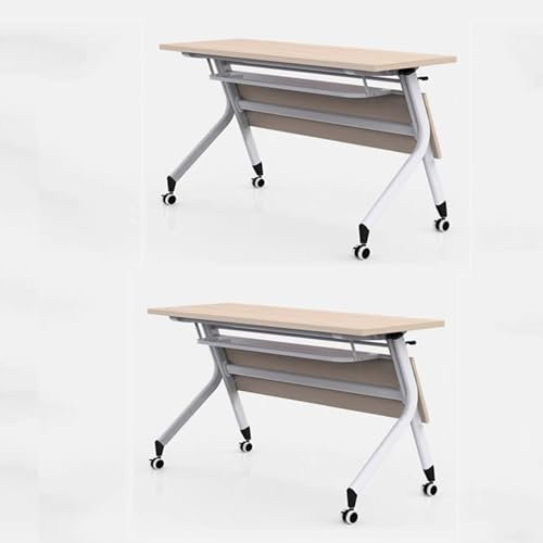 YUZDNM 2pcs Konferenztisch - Schreibtisch Klappbar - Besprechungstisch, Klappbarer Konferenztisch Aus Holz, Mobile Konferenzraumtische Mit Klappdeckel, Mit Leisen Lenkrollen (Size : 120x60x75cm)