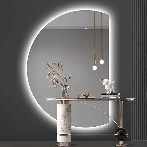 GLFNB Specchio da toeletta da Bagno dimmerabile a Mezzaluna Specchio da Camera antiappannamento Specchio da toeletta Illuminato a LED a 3 Colori Senza Cornice per Soggiorno d'ingresso (Color : Rig