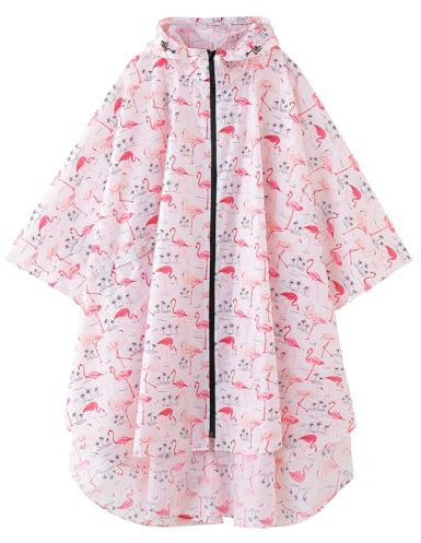 Cloak raincoat Unisex poncho Adult hooded men and women with pockets Mountaineering hiking rainstorm prevention (US, Alpha, One Size, Regular, Regular, Flamingo)
