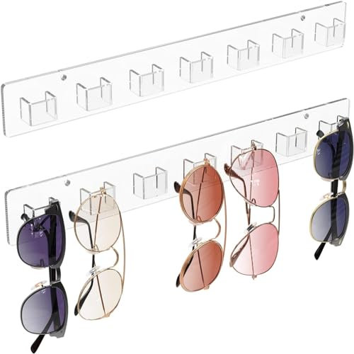 MUSLONG 2 Stück Sonnenbrille Organizer Aufbewahrung Sonnenbrillenhalter 7 Brillen, Hängende Sonnenbrille Lagerung Sonnenbrille Organizer Tasche zum Aufhängen der Brille, Geschenke für frauen männer