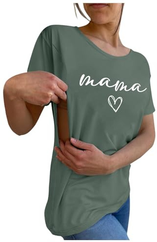 Dasongff Haut Allaitement Femme Été Manche Courte T-Shirt Maternité Femme Zip Côté Haut D Allaitement Tee Shirt Allaitement T-Shirt d'allaitement