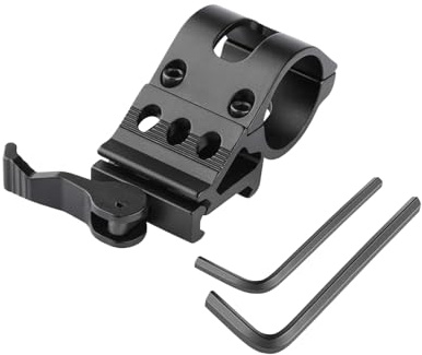 Husalsea Schnellspanner Taschenlampenhalterung Clip, 21mm Schlitz, für 25,4mm Rohrdurchmesser, Aluminiumlegierung Taschenlampenhalter, Schwarz | Kompatibel mit LED Lenser, Polizei Taschenlampe, Sicher