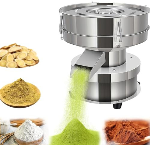 DRFGHK Máquina mezcladora de tamiz de acero inoxidable de 220 V, poda automática, tamiz de harina eléctrica, tamiz de polvo con 2 pantallas, máquina mezcladora de tamiz para harina en polvo, máquina