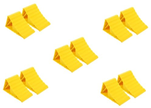 BELLIFFY 10 Pezzi blocco auto blocco ruota protezione pneumatici camper cunei per ruote di roulotte rampa per veicoli accessori per rimorchi cunei per ruote per auto addominali Yellow