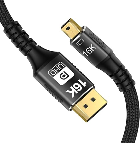 CABLEDECONN Mini DP till DisplayPort 2.0 16K 2 m kabel 8K (7680x4320) @120Hz 4K@240Hz DisplayPort 1.4 tvåriktad överföring DisplayPort till Mini DisplayPort 16k videoöverföringar
