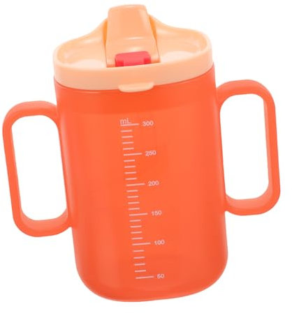 ANDRESLAD Gobelet à Boire Incassable Pour Garçon Et Filles 300ml Corail Orange, Tasse Avec Paille Et Double Poignée, Tasse D’apprentissage Légère Et Étanche, Pour Bébé Maternelle,