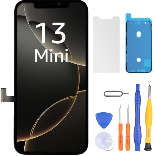 LL TRADER Écran pour iPhone 13 Mini LCD 5,4 Écran de Rechange FHD Écran Tactile 3D Touch Digitizer Cadre Montage et Kit de réparation U01