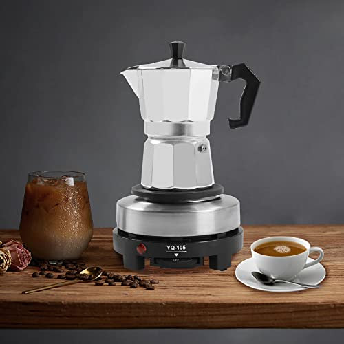 Mini piastra elettrica singola e fornello espresso, 500 W (3 tazze) macchina espresso con piastra a induzione, piastra riscaldante per caffettiera espresso