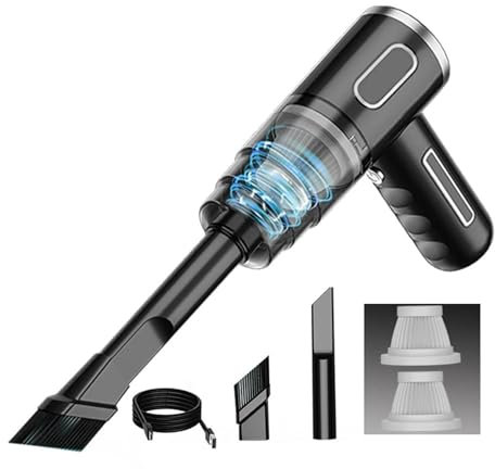 RVIFY Aspiradora de Coche Aspiradora de Coche, Aspirador de Polvo de succión Fuerte, inalámbrico, de Mano, seco y húmedo, Aspirador inalámbrico, Plumero de Aire para Aspirador Mano(Black A)
