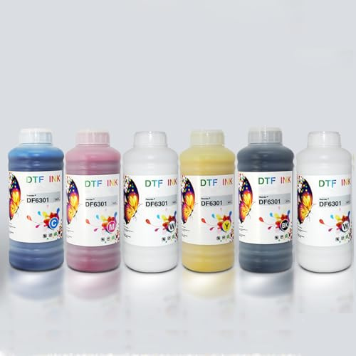 SHENGJINSH UV Ink for L805 XP600 UV Printer Machine, Printer Ink with Varnish Printing on Various Soft and Hard Materials (6 * 500ML CMYKW+V)