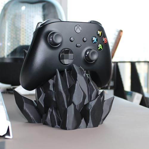 3D-Druck Handgrip-Ständer mit Kristall-Design, E-Sport-Raumdekor, für PS5, Xbox und andere Konsole,Kopfhörnerhalter,Schwarz